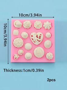 1个/2个心形压花硅胶模具，适用于制作巧克力蛋糕、果冻、布丁、手工皂和糖果 - 查看 13