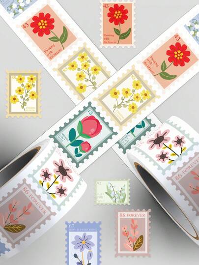 500pcs Original Floral Roll Stickers Personalized For Bumper, Headphones, Computer Desk, Bookshelf, Backpack Gift Packaging & Decorative Stickers Easy-Peel, Easy-Apply Multi-Purpose Stickers Perfect As Party Favors And Gifts