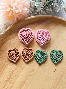 塑料聚合物粘土切割器 & 叶子形状，精细纹理 - DIY 手工艺品，带有精确切割边缘，适用于手工粘土、珠宝珠子、树脂饰品 - 聚合物粘土艺术用品模具（兼容 DIY 套件） - TH148 - 查看 1