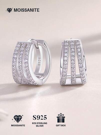 Bông tai Moissanite bằng bạc Sterling 925, thiết kế độc đáo, không gây dị ứng, thích hợp làm quà tặng Ngày Valentine, Ngày của Mẹ, đám cưới, lễ đính hôn, sinh nhật, kỷ niệm, bao bì chống oxy hóa.