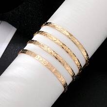 4件套简约INS风心形、花朵、茄子图案手镯套装，女士礼物 - 金黃色 - 查看 2