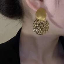 Unique And Exaggerated Geometric Round Earrings, Fashionable And Luxurious Ear Accessories - E4275金方 - 查看 3