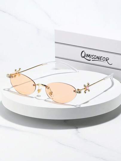 Kính mắt QIMISDNEOR 1 chiếc gọng oval đính đá, thiết kế duyên dáng và biểu cảm, sang trọng, cao cấp, chất lượng vượt trội, kiểu dáng thời trang hiện đại, lý tưởng cho nữ giới làm quà tặng, trang phục du lịch, chụp ảnh đường phố, phụ kiện mua sắm.