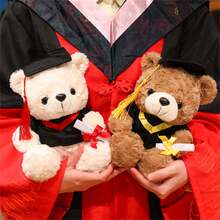 16厘米/25厘米可爱毕业学士制服泰迪熊和圣诞风格泰迪熊，柔软蓬松的毛绒玩具，适合装饰儿童房，也是圣诞节、毕业季、开学季、生日、新年、母亲节等特殊场合送给家人和朋友的礼物。 - 彩色 - 查看 9