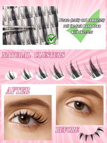 320片/32排漫画风格假睫毛套装，动漫风格簇状假睫毛，自然妆效假睫毛，仙女风格簇状假睫毛，适合初学者，含胶水 - 彩色 - 查看 7