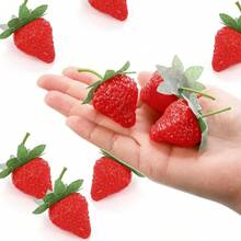 1-50pcs Artificial Strawberries, Lifelike Decorative Fake Strawberries, Red Realistic Faux Strawberry Fruit For Home, Kitchen, Holiday Party, Photography, Christmas Decor - Multicolor - View 7