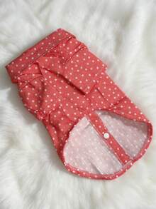 2026 New Front Button Shirt, Dachshund Shirt, Star Pattern Shirt, Wedding Vacation Casual Holiday Outfit, Pet Clothes, Personalized Printed Shirt For Small/Medium Dogs Like Teddy, Pomeranian, Bichon Frise - Pink - View 8