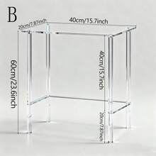 一套控制台桌，现代两层/三层透明沙发边桌，窄款亚克力边桌，独特简约设计，适用于客厅、走廊、玄关 - 查看 7
