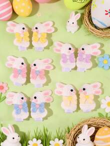 10pcs Easter Bunny Hair Clips For Girls Cute Bunny Embroidery Alligator Clips Cute Hairpins Holiday Barrettes Casual Festive Party Hair Clips Easter Gifts Baby Hair Accessories Sweet Girls Easter Photo Props - Multicolor - View 1
