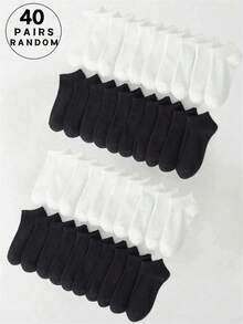 30 Pairs Solid Black Minimalist Casual Sports Socks, Suitable For School, Daily Wear And Workout, Soft, Breathable, Moisture-Wicking, Odor-Resistant, Unisex - Black - View 8