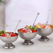 1个不锈钢冰淇淋碗，可作冰淇淋杯、冰淇淋碟、水果沙拉碗、奶茶杯、甜点碗、零食碗、蛋糕碗。 - 銀色 - 查看 2