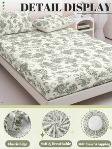 1件印花床笠(不含枕套),亲肤床垫罩,图案床垫保护套,柔软透气,多种尺寸可选,适用于单人床/双人床/大号床/特大号床,可机洗,家居装饰,卧室装饰,通过Oeko-Tex认证 - 彩色 - 查看 6