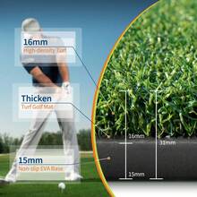 ShiningLove 31mm Thick Golf Hitting Mat, 5x5ft Golf Training Mat For Indoor & Outdoor Practice, Realistic Turf With Shock Absorption For Swing Detection, Left/Right Hand - 5x5ft - View 3