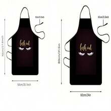 1PC Fashion False Eyelash Pattern Apron Creative Eye Makeup Element Kitchen Waist Apron Women Cosmetic Theme Cooking Stainproof Personalized Lash Art Print Household Apron - B - View 2