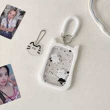 Transparent Cute Cat Ear Student Card Holder, Suitable For Campus Card, Meal Card And Bus Card, With Lanyard To Protect Campus ID - Rectangle - View 6