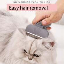 1pc Pet Grooming Brush, Pet Beauty Tool, Suitable For Cats & Dogs To Remove Loose Hair, Deshedding Brush, Curved Blade Cat Hair Trimmer Comb, Pet Supplies, Pet Gift - Baby Blue - View 7