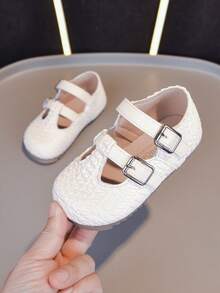 Spring New Girls Minimalist Woven Leather Shoes, Children Flat Shoes, Suitable For Spring And Autumn Seasons - White - View 2