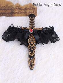 Carnival Easter Sexy Lady Black And Red Lace Bow Foot Covers, Pirate Foot Covers, Performance Ball Supplies, Sexy Leg Covers, Masquerade Ball Props Multi-Element Mixed Set Combination - Multicolor - View 3