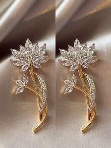 1枚莲花胸针，高端小众奢华优雅胸针别针，独特设计服装配饰 - 金色 - 查看 8