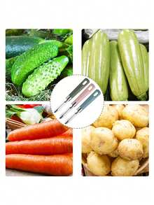 Pelador y rebanador multiusos de acero inoxidable para verduras y frutas, apto para patata, pepino, manzana, zanahoria y diversos productos - Multicolor - Ver 8