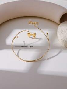 1 pieza Brazalete de moda con lazo, nuevo brazalete de verano con abertura y diseño exagerado para regalo a amigos y parejas - Dorado - Ver 4