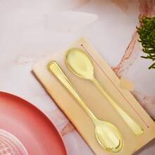 5/10/25/50/70/100/150/200/2500件镀金可重复使用餐具套装 - 适用于婚礼、生日、派对、情人节、狂欢节、斋月、复活节、圣帕特里克节和各种庆祝活动 - 易于清洁，适合任何场合和主题派对！ - 查看 3