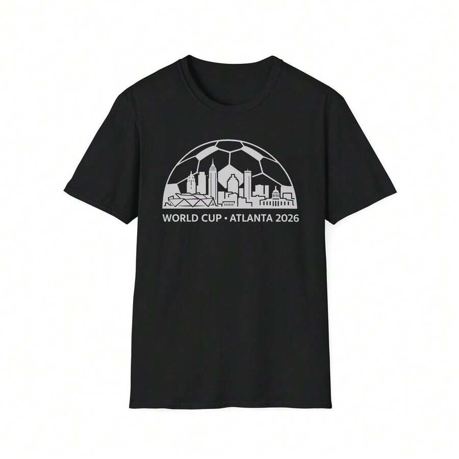 World Cup Atlanta 2026 Soccer Skyline Tee T-Shirt _ Tournament Cities List - 黑色 - 查看 1