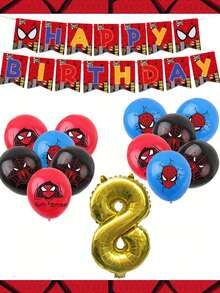 Marvel 28件套复仇者联盟主题派对装饰套装，包含乳胶气球、生日横幅和数字、蜘蛛侠超级英雄主题用品，适合男孩生日派对装饰 - 氣球套裝 - 查看 8