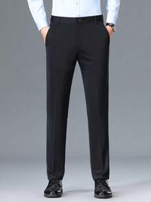 Father's Day Gift 1 Piece Men's Pants Black Straight Pants Middle-Aged And Elderly Casual Pants Loose Breathable Business Work Pants Spring And Autumn Style Without Velvet - màu đen - Xem 11