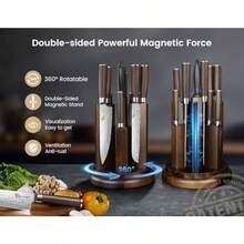 Kitchen Knife Set With Magnetic Block And Sharpener 14 Piece Knife Set 360 Rotatable Holder Ultra Sharp High Carbon Stainless Steel Knives Sets With Steak Knives Ideal Gift - Rotatable Block - View 2