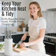 Universal Knife Block Without Knives: Knife Block Detachable Knife Storage Space Saver For Kitchen Knife Organizer White - White - View 7