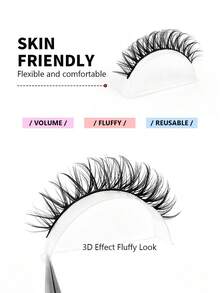 Asiteo 10 Pairs D Curl Full Strip Lashes Faux Mink Fluffy Volume Dramatic Look Reusable False Eyelashes For Party Wedding Stage - Black - View 3