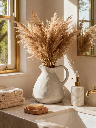 Rustic Ceramic Vase With Handle, Vintage Farmhouse Matte Finish Plain Unprocessed Rough Clay Water Pot Vase, Suitable For Home Decor, Room Decor, Office And Student, Garden, Potted Plants, Vase, Storage, Wedding Decor, Home Decor, Jewelry Storage, Party Decor, Gift For Family And Friends