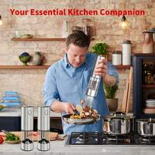 [Stainless Steel Grinder] 2pcs/1pc Rechargeable Electric Salt And Pepper Grinder Set, Premium Stainless Steel Automatic Pepper Salt Mill Grinder Set With LED Light, 3.2oz Larger Capacity, 6 Adjustable Coarseness - 2PCS - View 12