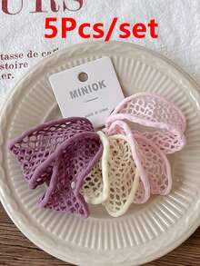 5个镂空网状发圈，2025新款不褪色宽边口罩发圈，女士高弹力简约马尾发圈，橡胶发饰发圈发绳美容家居卧室装饰 - 彩色 - 查看 11