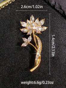1枚莲花胸针，高端小众奢华优雅胸针别针，独特设计服装配饰 - 金色 - 查看 6