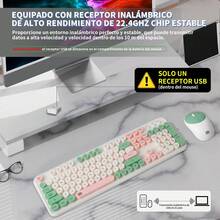 FD - 2.4GHz Wireless Keyboard And Mouse Combo With Switch Button, Full-Size Keyboard, Compatible With Windows/Laptop/PC/Notebook/Smart TV And More - Milky White Colorful Green - View 9