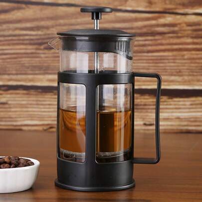 1pc-350ml High Borosilicate Glass French Press Coffee Maker, Heat Resistant & Explosion Proof, Reusable Stainless Steel Filter, Multi-Functional For Coffee, Tea & Milk, Modern Durable Design For Home & Office