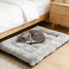 All-Season Orthopedic Pet Pad: Ultra-Thick Warm Plush & Breathable Polyester Core - Oversized Flat Mat Relieves Joint Pressure For Senior Dogs. Easy To Clean & Foldable, Fits Standard & XL Dog Crates. - Grey - View 2