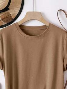 Women's Shirt 2026Y2K, Cool, Outdoor Sports, Modern Street Style, Oversize Washed 230g Fashionable Pure Cotton Vintage Washed Women's T-Shirt, Minimal - 駝色 - 查看 2