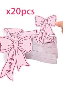 1/20/50/100pcs Pink Bow Mini Thank You Cards - DIY Blank Cards For Business, Restaurant, Anniversary, Graduation, Birthday, Wedding, Baptism, Thanksgiving, Teacher's Day And Other Occasions To Express Gratitude To Customers, Friends And Family - A - View 14