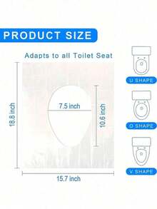 Disposable Plastic Toilet Seat Cover Waterproof And Non Slip Individually Wrapped, For Travel, Toilet Seat Protectors For Toddler Potty Training, Pregnant Mom, Adult Travel Disposable Toilet Seat Cover Individually Wrapped Fit For Kids Potty Training And Adult, Road Trips - 清除 - 查看 8