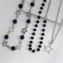 3 Stylish Punk Retro Pentagram Pearl Beaded Star Pendant Necklaces - 款式1 - 查看 7