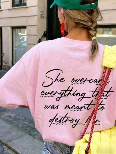 1pc Women's Summer Round Neck Short Sleeve T-Shirt, Soft And Comfortable, Casual And Versatile. Featuring Youthful English Graphic Print, Exuding Vibrant Energy. Suitable For Office, Outings, Daily Wear, Dates, Parties, Gatherings, Street, Festivals, Music Events, Valentine's Day, And Party Occasions.