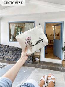 Customized Makeup Bag, Customized Cosmetic Pouch, Customized Letter Name Logo Storage Bag, Lightweight Zipper Makeup Bag, Personalized Gift - Multicolor - View 2