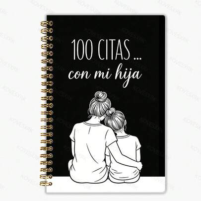 100 Fechas Cuaderno Conmemorativo Madre-Hija | Registra Momentos Madre-Hija Diario | Diseño de Portada Minimalista en Negro y Blanco | Encuadernación Espiral Duradera | Tamaño Portátil A5 | 100 Páginas con Temática de Fechas, Pegatinas de Fotos y Secciones de Calificación Divertidas | Registra Momentos Preciados Juntas | Regalo Romántico para el Día de la Madre, Cumpleaños | Preserva Recuerdos Exclusivos