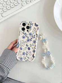 1 Piece Of Fashionable Phone Case. Does Not Include Lanyard Or Stand. Blue Floral Novelty Cream Flower Textured Wavy Floral Painted Edge Anti-Drop Phone Case With Bracelet Accessory, Compatible With IPhone 17 Pro/17 Air/17/17 Pro Max/16/11/16 Pro/16 Plus/16 Pro Max/16e/15 Pro Max/13/14/12/XS/XR/7G/8P, Galaxy S25/S25 Plus/S25 Ultra/A16/A36/A26/A56/A50/A12/A32/A52/A72/A51/A21S/A13/A14/S24/S24 Plus/S24 Ultra, S22/A52/A53/A54/A55/S23, 11/12 Pro/12/12X/13 Pro/14 Pro/15 Pro, 10/9/Note 9/12c/Note 11 Pro/Note 8 Pro Spring - 多色 6 - 查看 4