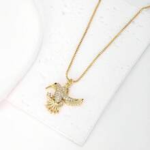 1pc 18K Gold Plated Copper Round Pendant Necklace, Luxury Jewelry, Minimalist Design, Exquisite Gift For Women - Gold - View 6