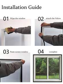 1 pieza Malla anti mosquitos y moscas autoadhesiva de color negro, apta para cocina, alféizar de ventana de sala de estar, pantalla anti insectos DIY - Negro - Ver 11