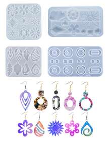 Droplet Shaped Hollow Silicone Mold,Silicone Resin Casting Molds Set With Leaf And Irregular Shapes - DIY Epoxy Resin Jewelry Making Kit For Women's Earrings, Pendants, Rings, And Crafts - Geometric Jewelry Craft Supplies - Clear - View 1